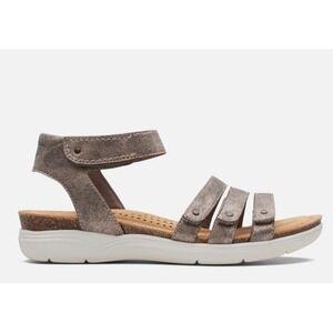 Clarks Gold Metallic Strappy‎ Sandals Cushioned Adjustable Women US 6 NEW